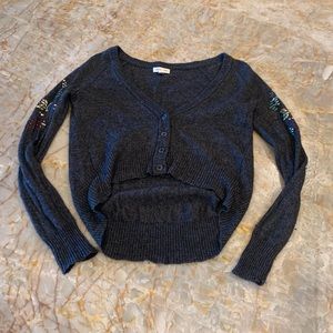 Gray cropped jewel sweater, urban outfitters